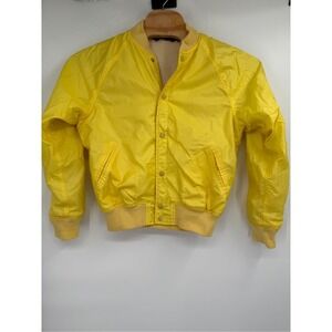 Mens Vintage Polo Ralph Lauren Yellow Snap Button Up Bomber Jacket Sz M